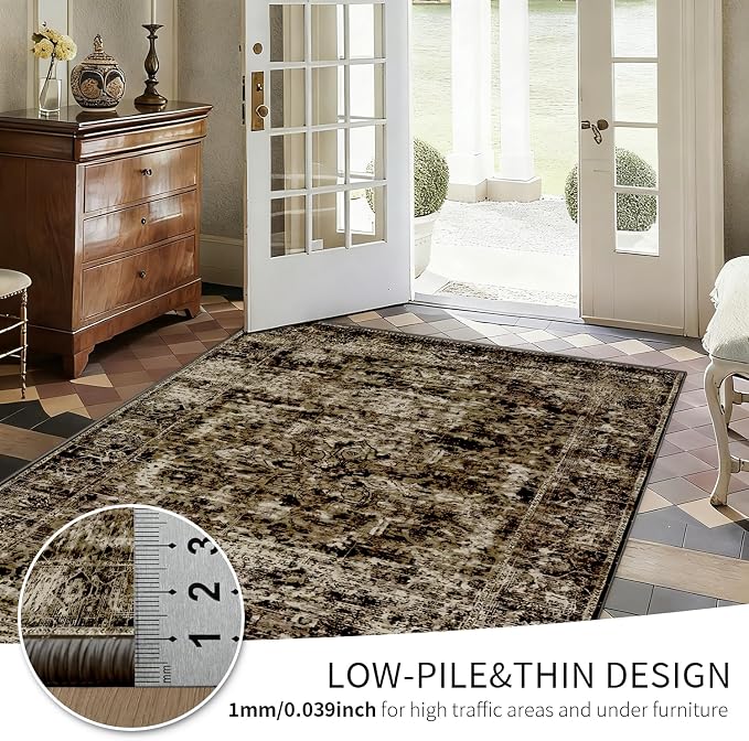 4x6 Area Rugs for Living Room, Small Washable Non Slip Entry Rug, Vintage Boho - Image 8