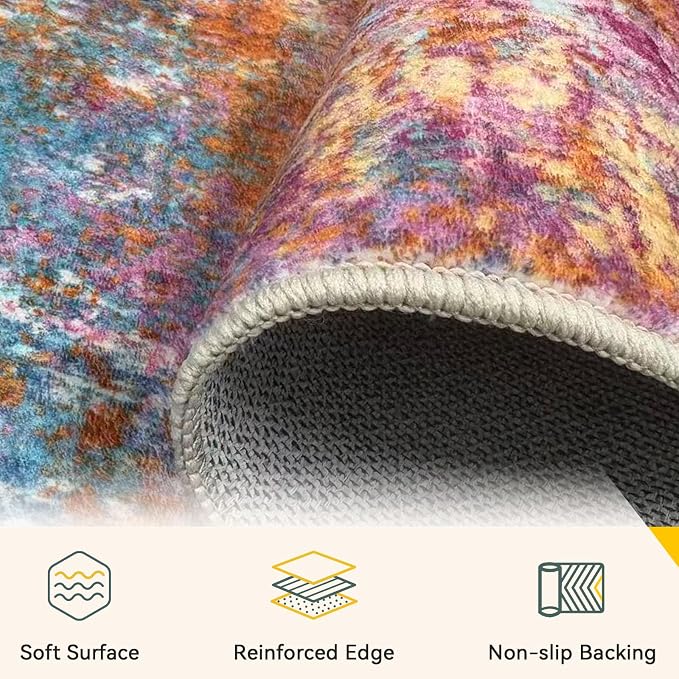 Washable Area Rugs 2'x8' Non-Slip Modern Abstract Soft - Image 5