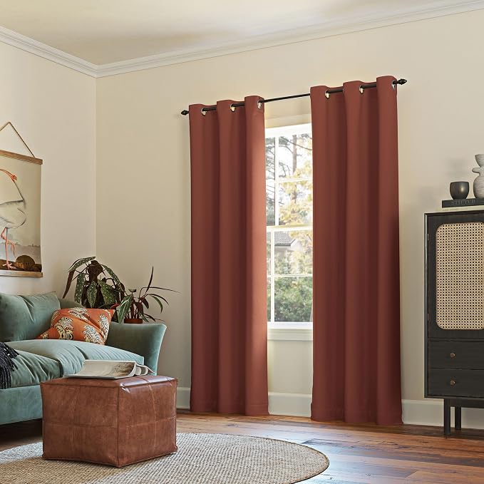 Sun Zero Easton Energy Saving Blackout Grommet Curtain Panel, Terracotta Orange - Image 6