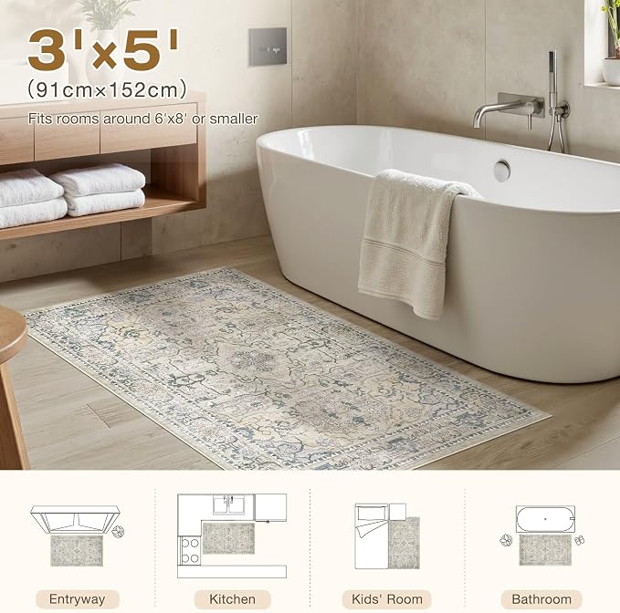 cotiled 3x5 Area Rugs Large Washable Rugs - Image 7
