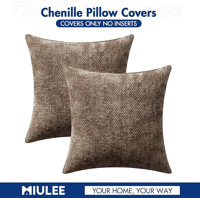 MIULEE Pack of 2 Couch Throw Pillow Covers 18x18 Inch Brown Boho Accent - Image 7