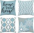 Hexagram Blue Geometric Pillow Covers 20x20 Set of 4, Decorative Outdoor Modern by Hexagram