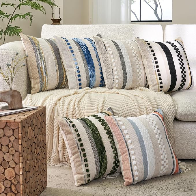 Aeckself Boho Throw Pillow Covers 18x18 Inch Set of 2, Farmhouse Decorative - Image 7