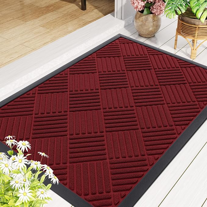 Smiry Front Door Mat Outside Entrance, Heavy Duty Outdoor Indoor Natural Rubber - Image 8