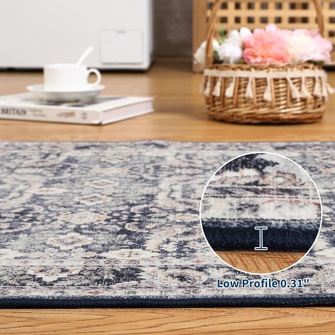 GarveeHome Runner Rug 2x6 Washable Vintage Floral Bathroom Rugs, Non Slip Low - Image 6