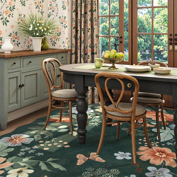 Lahome Floral Washable 6x9 Area Rugs, Soft Bedroom Rug - Image 2