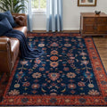 Tangsoo Floral Area Rug 3x5 Machine Washable Red Blue Rug Non-Slip Vintage by Tangsoo