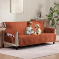 Burnt Orange Sofa Covers with Pockets, Anti-Slip Medallion Couch Covers by Pamhaven
