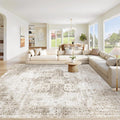 Area Rug 9x12 Washable Rug, Vintage Boho Medallion Rugs Non-Slip Soft Low Pile by VECARF