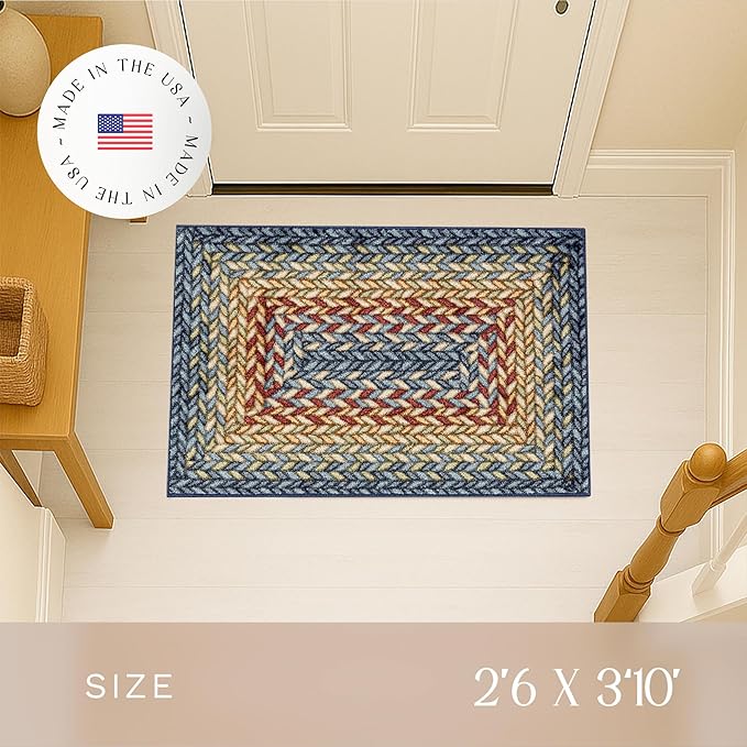 Maples Rugs Marion Bohemian Braided-Style Print Area Rug – Made in USA – - Image 2