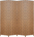 Room Divider Wood Screen 4 Panel Wood Mesh Woven Design Room Screen Divider by FDW