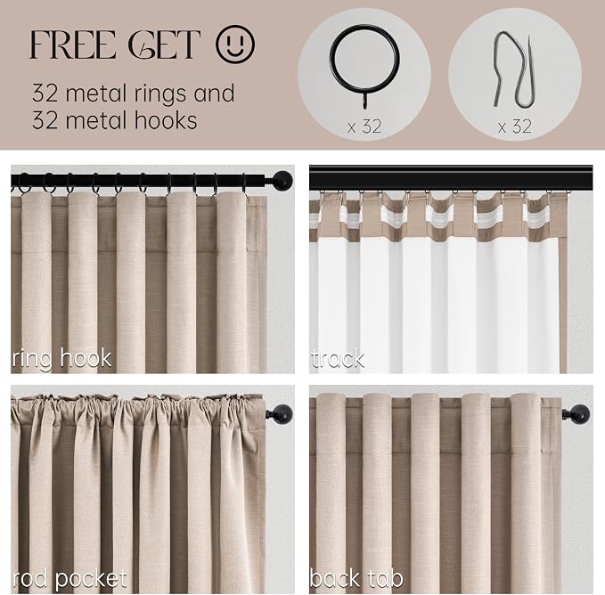 102 inch long Linen blackout curtains - Image 3