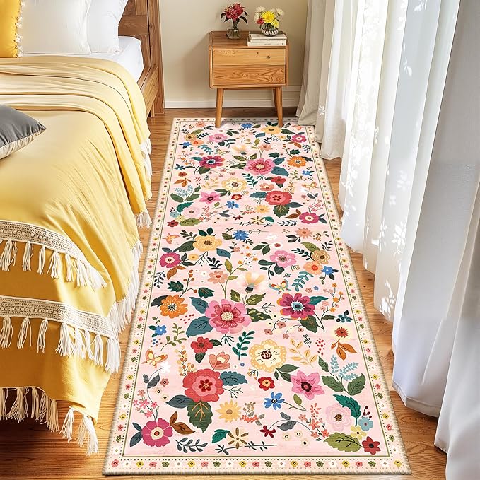 RELEANY Floral Nursery 2x10 Area Rugs Washable Print Boho Cute Carpet Non Slip - Image 6