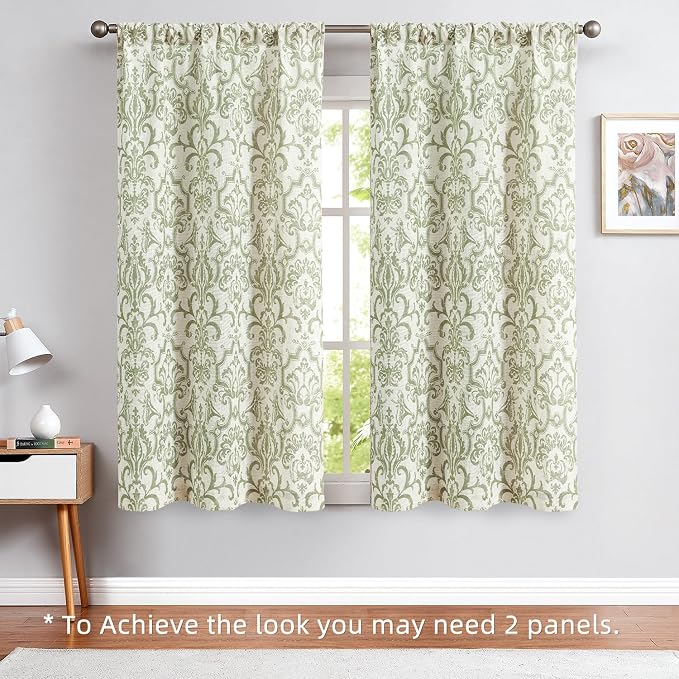 jinchan Linen Tie Up Valance for Window Flax Floral Drapes Vintage Farmhouse - Image 4