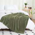 Puncuntex Flannel Fleece Throw Blanket Olive Green 60"×80", Super Soft Plush by Puncuntex
