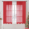BGment Short Red Linen Curtains 48 Inch Length by BGment