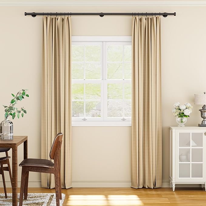 YaFex 2 Pack Heavy Duty Curtain Rods 32-90 Inch, 1 Inch Adjustable Black - Image 8