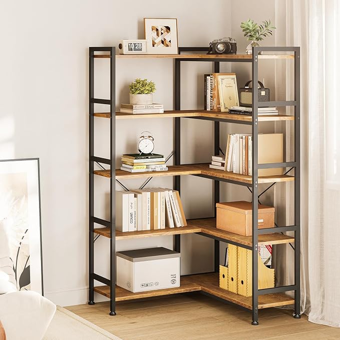 Casaottima Corner Book Shelf, 5 Tier Reversible Bookshelf - Image 8