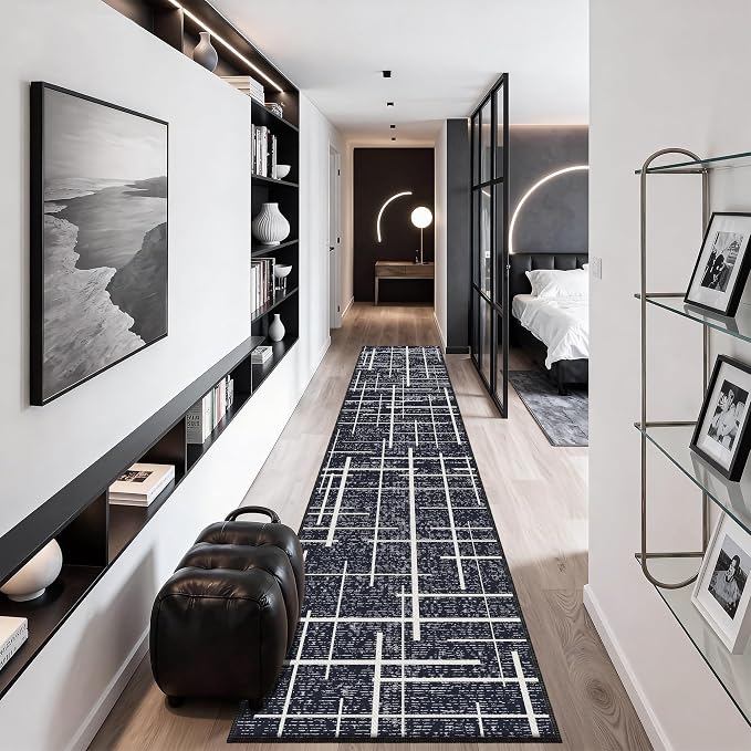 Modern Stripe Hallway Runner Rug Non Slip, Washable 2x10 Runner Rug, Woven Thin - Image 8