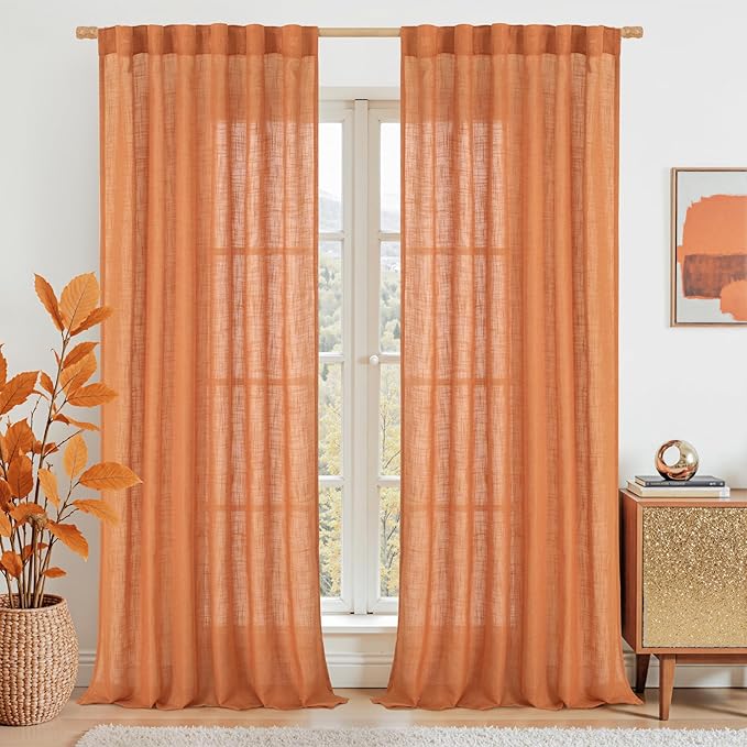 LAMIT 95 Inches Long Linen Curtains by LAMIT