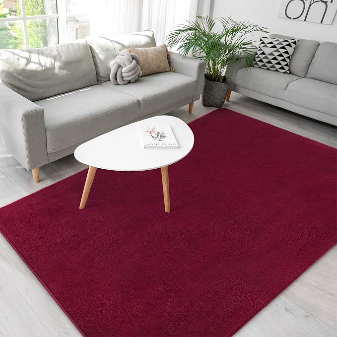 Soft Rugs for Living Room 4x6 Wine Red, Minimalist Area Rug for Bedroom Nursery - Image 6
