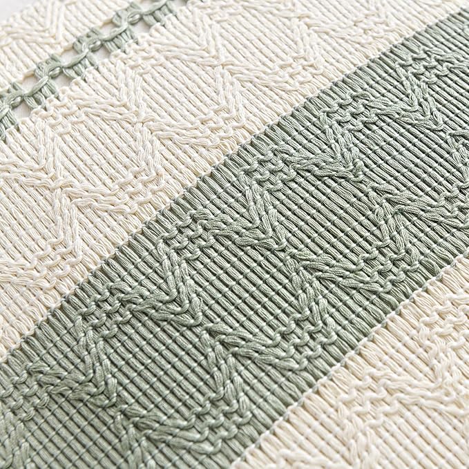 Fancy Homi Set of 1 Sage Green Boho Decorative Throw Pillow Covers 18x18 Inch - Image 4