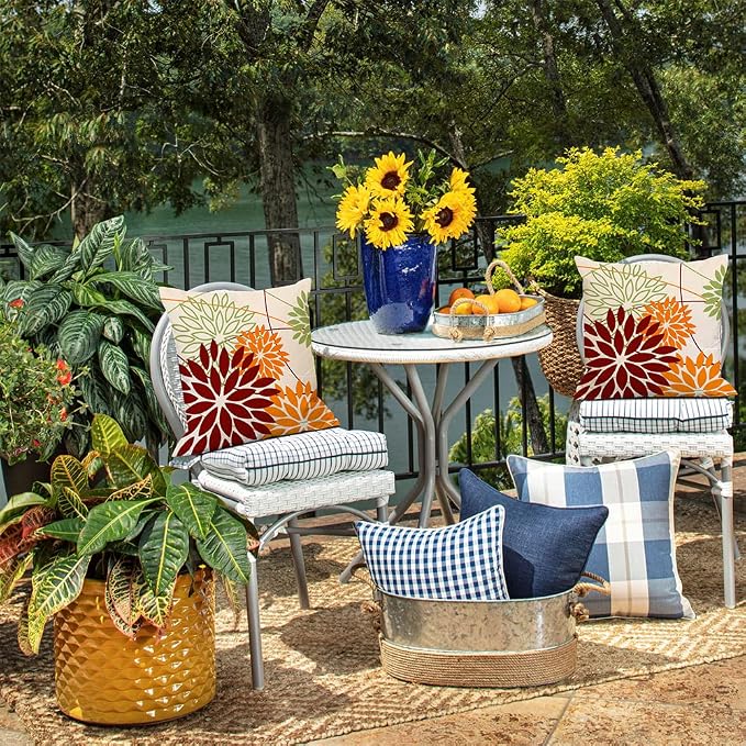 DFXSZ Red Orange Fall Pillow Cover 16X16 Inch Set of 2 Outdoor Waterproof - Image 5