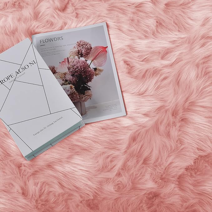 Goolela Pink Area Rug 9x12 Fluffy Fuzzy Furry Rug - Image 8