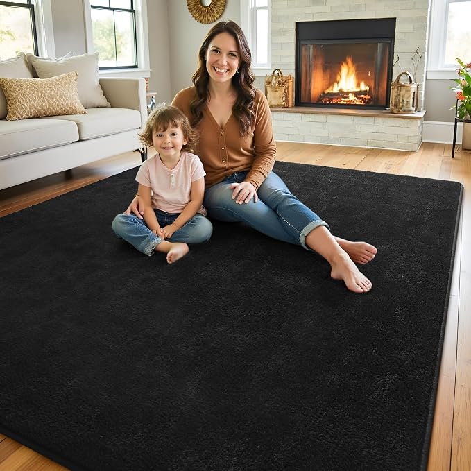 Keeko Area Rugs for Living Room Bedroom 6x9 Black, Soft Modern Large Rugs - Image 3
