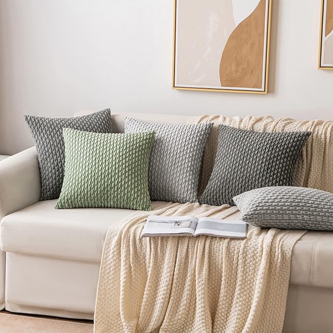 MIULEE Pack of 2 Decorative Throw Pillow Covers 24x24 Inch Soft Boho Striped - Image 5