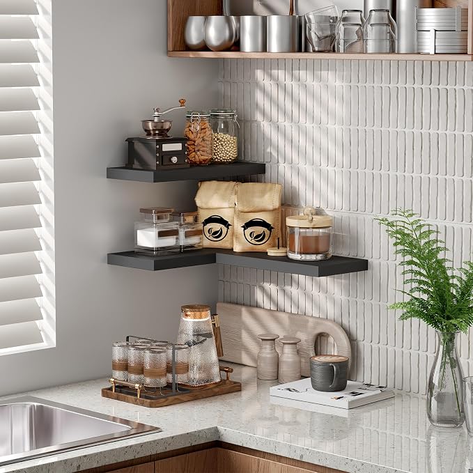 RALGEND Floating Shelves for Wall, 1.5" Thick Wall Shelf Set of 3 - Image 6