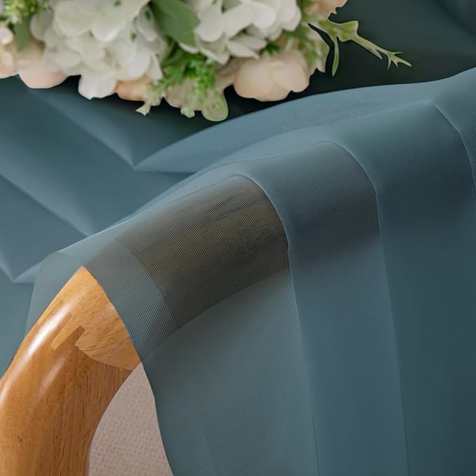 OWENIE Teal Sheer Curtains 84 inches Long 2 Panels Set, Light Filtering Rod - Image 6