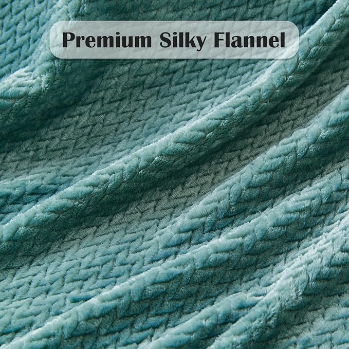 NEWCOSPLAY Super Soft King Blanket Light Teal Premium Silky Flannel Fleece - Image 5
