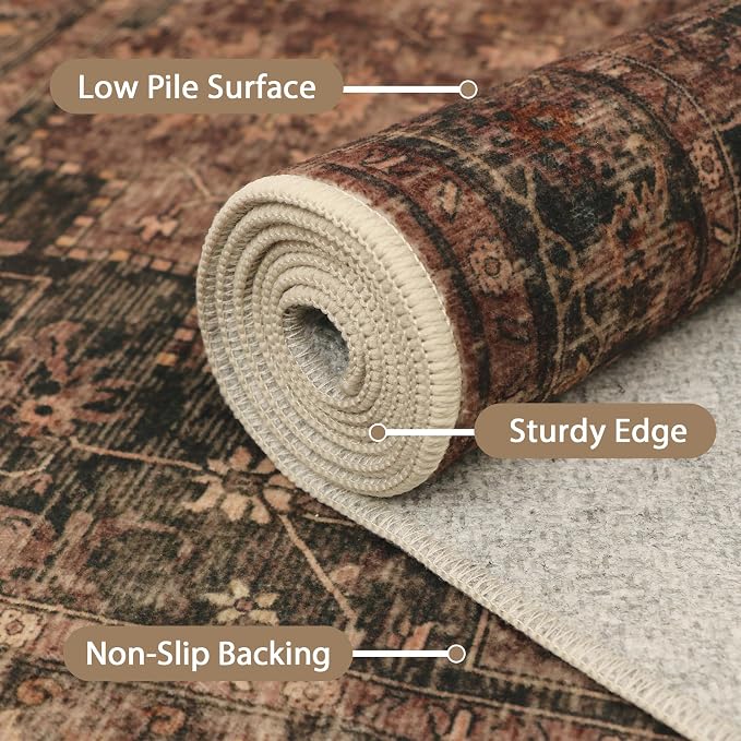 GENIMO 5FT Round Area Rugs for Living Room, Circle Rugs Machine Washable Low - Image 3