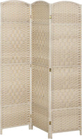 HOMCOM Room Divider, 6 Ft 3 Panel Folding Privacy Screen, Hand-Woven PP Wall by HOMCOM