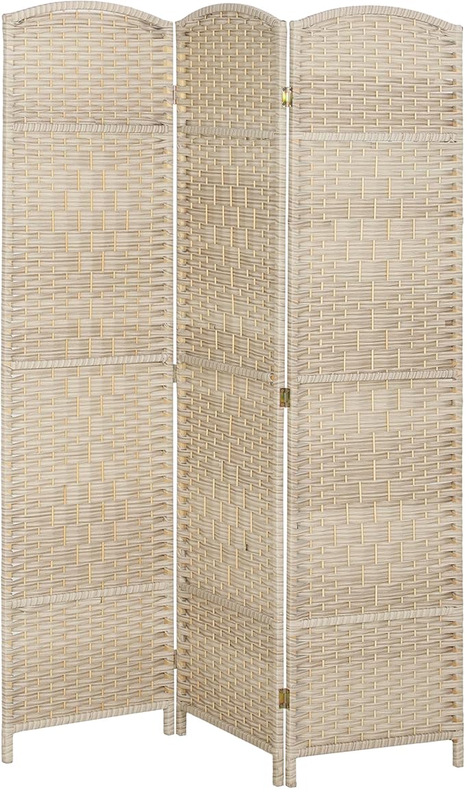 HOMCOM Room Divider, 6 Ft 3 Panel Folding Privacy Screen, Hand-Woven PP Wall by HOMCOM