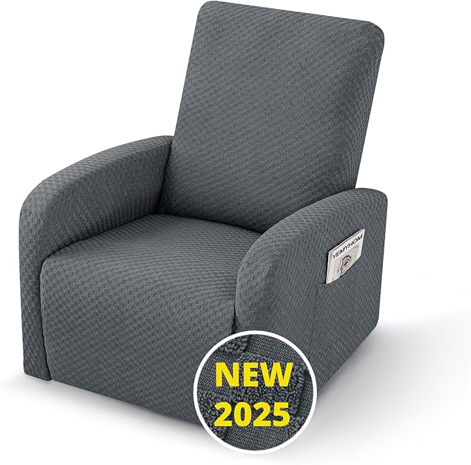 YEMYHOM 3 Pieces Stretch Recliner Slipcover Latest Jacquard Small Recliner by YEMYHOM
