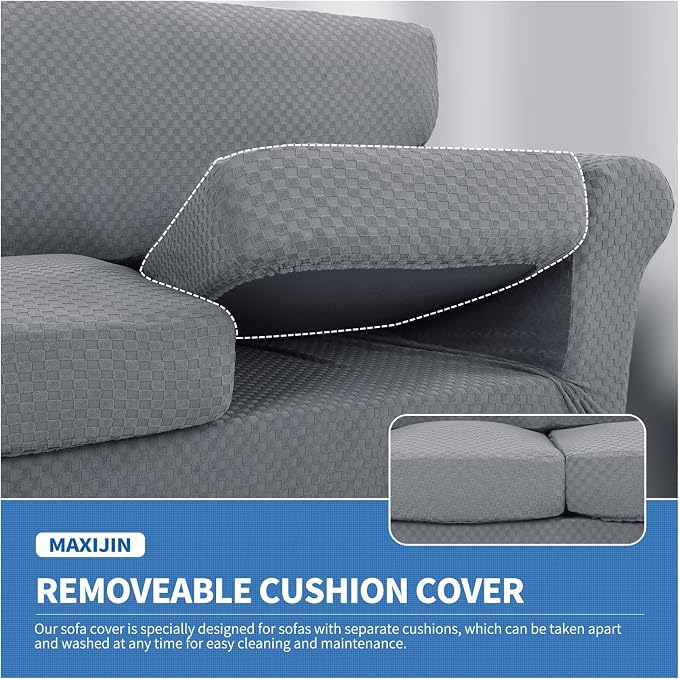 MAXIJIN 4 Piece Jacquard Extra Large Couch Covers - Image 4