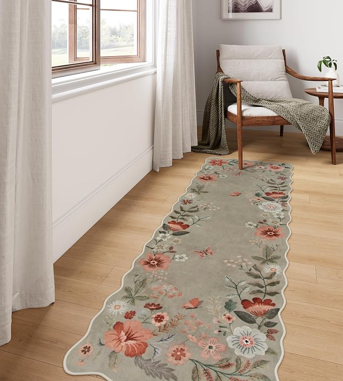 Lahome Floral Kitchen Runner, 2X6 Washable Runner Rug Non-Slip, Ultra-Thin Soft - Image 2