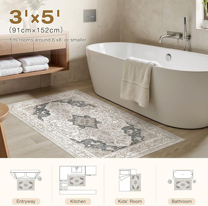 cotiled 3x5 Area Rugs Large Washable Rugs - Image 7