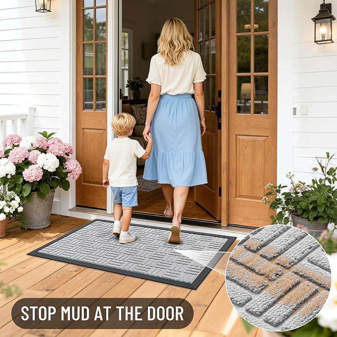 OLANLY Front Door Mat Outside Entrance 59x34, Heavy Duty Sturdy Natural Rubber - Image 7