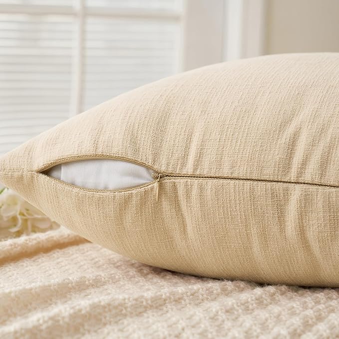 MIULEE Beige Couch Pillow Covers 22x22 Inch - Image 3