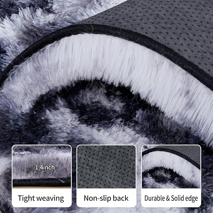 8x10 Area Rugs for Living Room Bedroom, Ultra Soft Fluffy Black and White Large - Image 3
