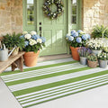 OLANLY Green and White Classic Striped Rug 3' x 5' – Washable Cotton Indoor by OLANLY