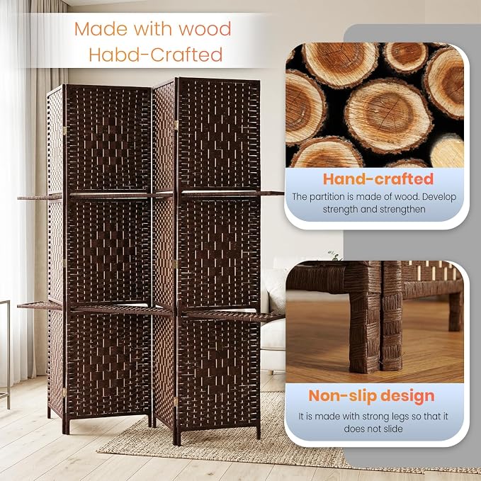 FDW 4 Panel Wood Room Divider - Image 5