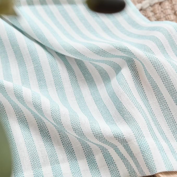 jinchan Linen Curtains for Living Room Aqua Blue on White Striped Curtains for - Image 8