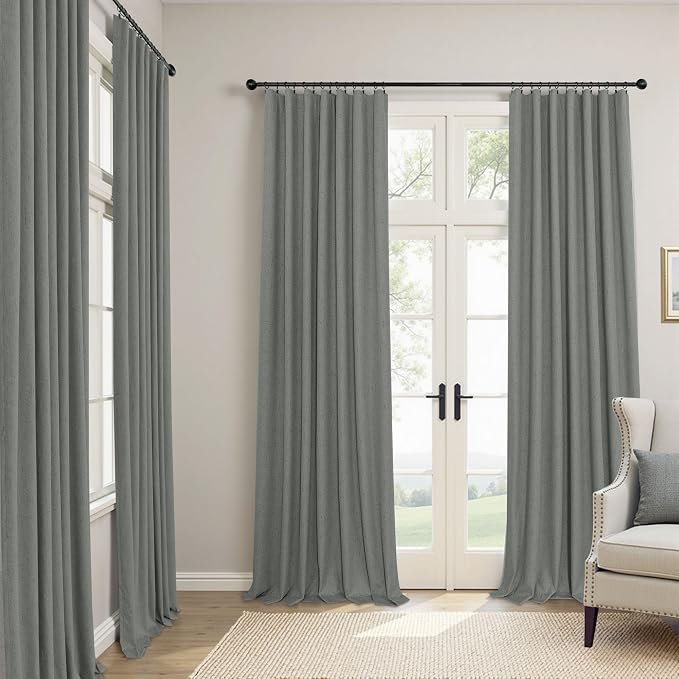 Dark Grey Curtains 108 Inches Long 2 Panels Set - Image 2