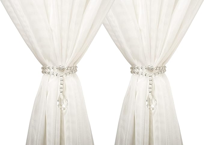 SUQ I OME 1 Pair of Luxury Crystal Beaded Magnetic Curtain Tieback and Holdback by SUQIOME