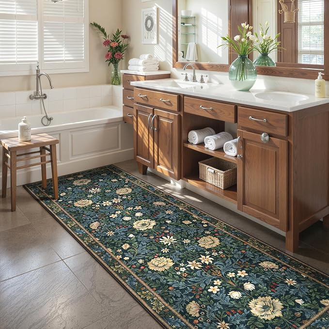 LIVEBOX Washable Runner Rug for Hallway 2'8" x 8', Floral Retro Kitchen Runner - Image 8