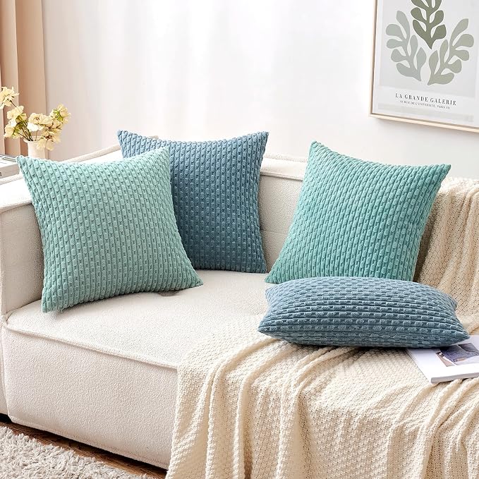 MIULEE Pack of 2 Decorative Throw Pillow Covers 18x18 Inch Soft Boho Striped - Image 4